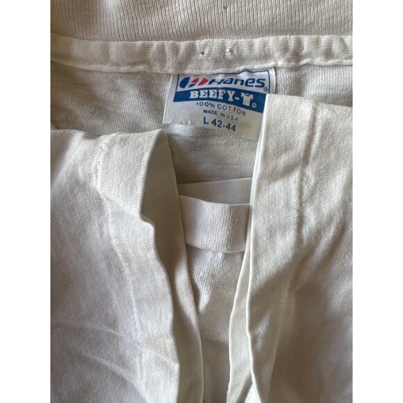Vintage EP Ski On It Water-sports USA Made Hanes Beefy White M Single Stitch Tee - Picture 2 of 7